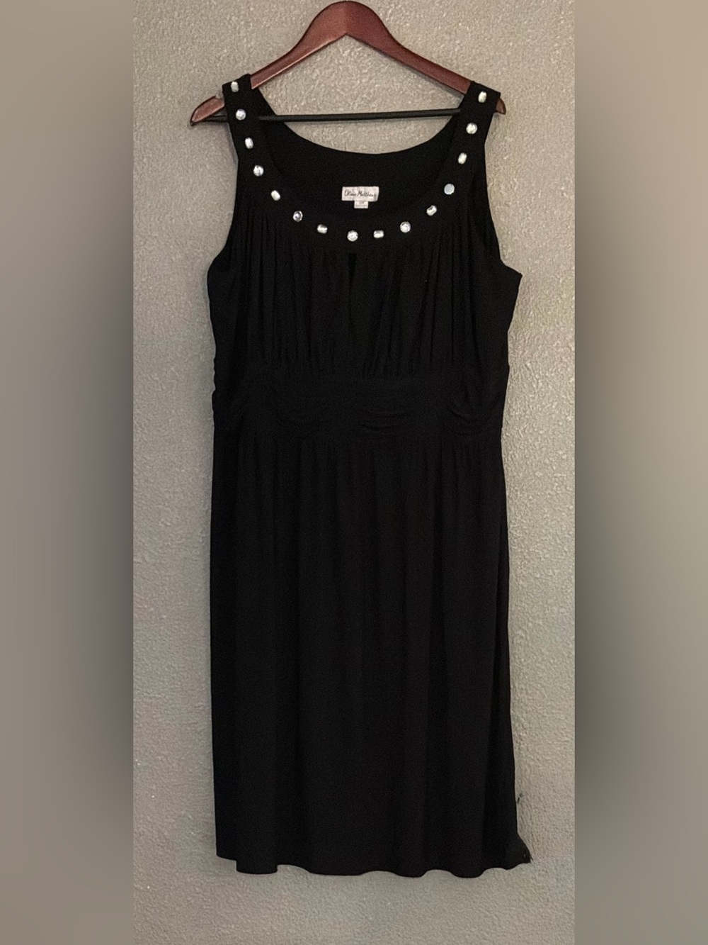 Olivia Matthews Black Midi Dress with Decorative Gems